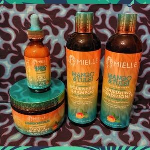4Pc Bundle Mielle Organics Mango & Tulsi Botanical Blend Nourishing Hair Care